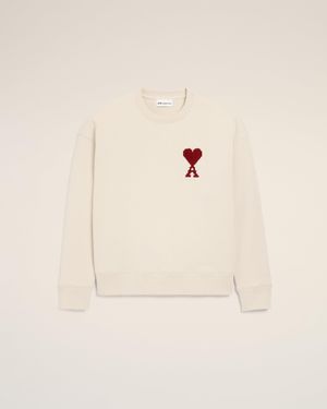 Ami Paris Cotton Ami De Coeur Sweatshirt - Natural