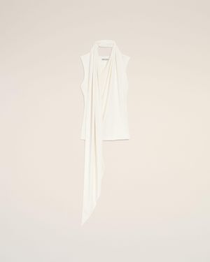Ami Paris Jersey Sleeveless Lavalliere Top - Natural