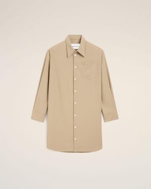 Ami Paris New Wool Ami De Coeur Wide Shirt Dress - Natural
