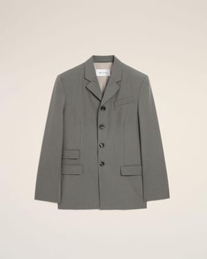 Ami Paris New Wool Single Breasted Straight Jacket - Grey