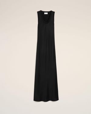 Ami Paris Satin Maxi Tank Dress - Black
