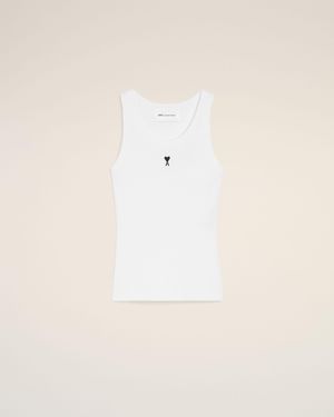 Ami Paris Cotton Ami De Coeur Tanktop - Natural