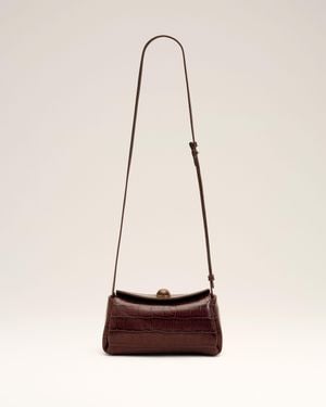 Ami Paris Mini Crocodile Embossed Cow Leather Carrousel Bag - Natural