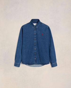 Ami Paris Button-Down Ami De Coeur Shirt - Blue