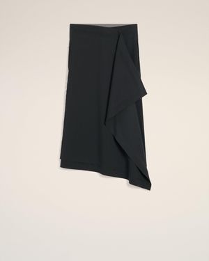 Ami Paris Wool Midi Wrapped Skirt - Black