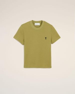 Ami Paris Cotton Ami De Coeur Cropped T-Shirt - Green