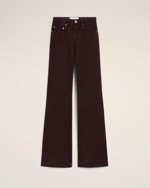 Ami Paris Burgundy Cotton Flare Fit Jeans - Brown