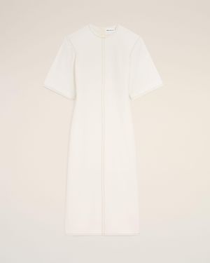 Ami Paris Cotton Long Fitted Dress - Natural