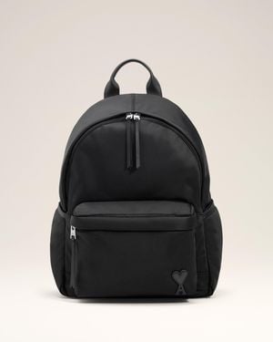 Ami Paris Nylon Canvas Marcel Backpack - Black