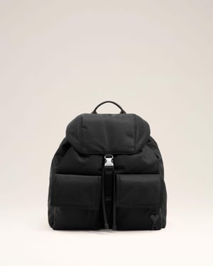 Ami Paris Sac À Dos À Rabat Marcel En Nylon - Noir