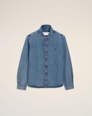 Ami Paris Denim Shirt With Ami De Coeur - Blue