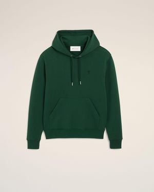 Ami Paris Hoodie Vert En Coton Ami De Coeur