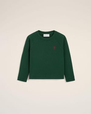 Ami Paris Cotton Sweatshirt With Ami De Coeur - Green