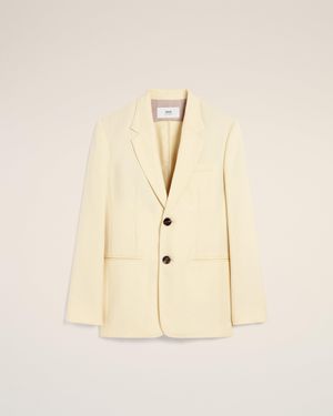 Ami Paris Butter-Coloured Wool Jacket in White | Lyst