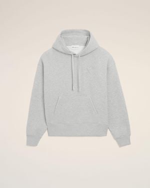 Ami Paris Cotton Embossed Ami De Coeur Hoodie - Grey