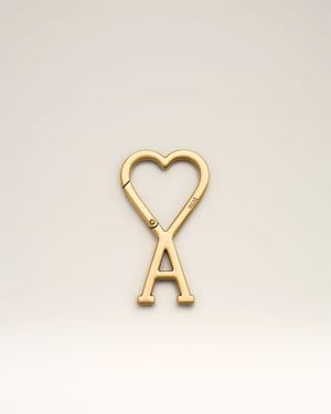 Ami Paris Aluminium Hook Keyring With Ami De Coeur - Natural
