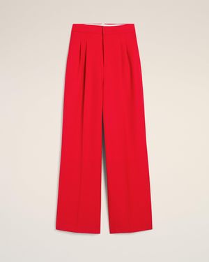 Ami Paris Wool High Waist Large Trousers - Red