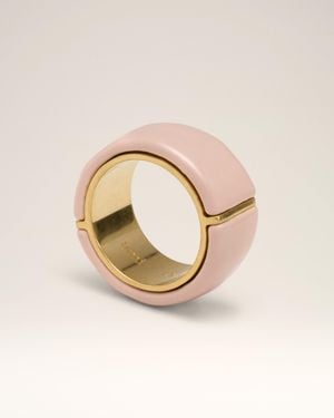 Ami Paris Brass Hammered Lacquered Ring - Pink