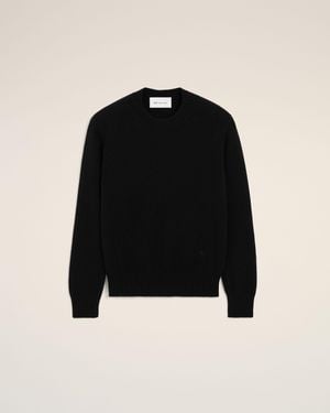 Ami Paris Crewneck Cashmere Sweater With Ami De Coeur - Black