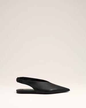 Ami Paris Lamb Leather Pointed Toe Slingbacks - Natural
