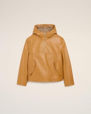 Ami Paris Cow Leather Hooded Jacket - Natural