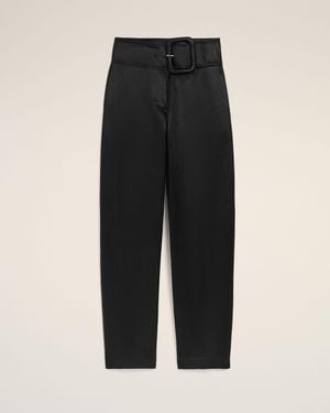 Ami Paris Satin Buckled Belt Pants - Black