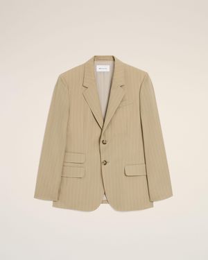 Ami Paris New Wool Single Breasted Straight Jacket - Natural