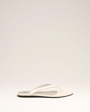 Ami Paris Lamb Leather Pointed Toe Flip Flops - Natural