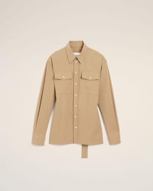 Ami Paris Fitted Wool Balloon-Sleeve Shirt - Natural