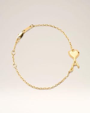 Ami Paris Brass Thin Hammered Ami De Coeur Bracelet - Natural