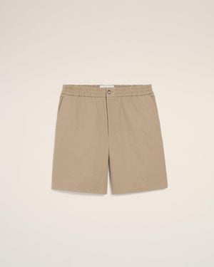 Ami Paris Cotton Elasticated Waist Ami De Coeur Shorts - Natural