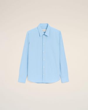 Ami Paris Cotton Tailor Embroidered Ami De Coeur Shirt - Blue