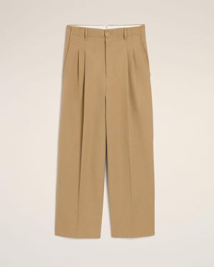Ami Paris High-Waisted Carrot-Fit Cotton And Linen Pants - Natural