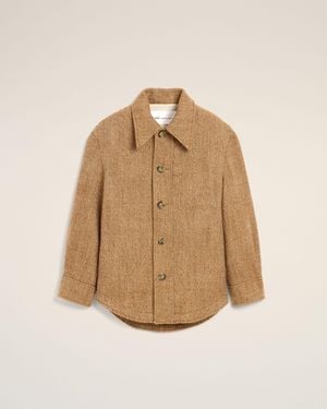 Ami Paris Veste Marron Boutonnée En Laine Marron Chocolat & Ivoire - Neutre