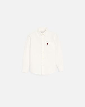 Ami Paris Cotton Shirt With Ami De Coeur - Natural