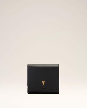 Ami Paris Paris Paris Cowhide Leather Compact Wallet - Natural
