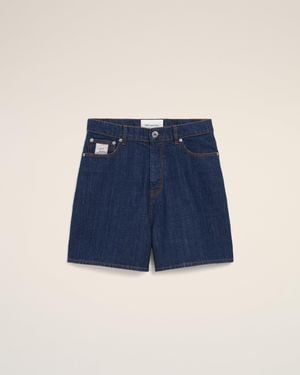 Ami Paris Cotton Shorts With Heritage Label - Blue