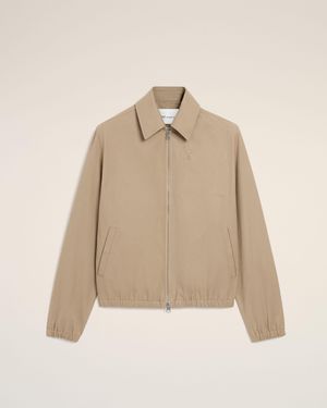 Ami Paris Cotton Ami De Cœur Zipped Jacket - Natural