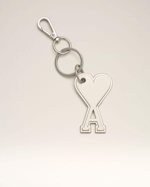 Ami Paris Metal Keyring With Ami De Coeur - Natural