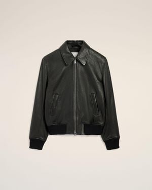 Ami Paris Lamb Leather Zipped Jacket - Black