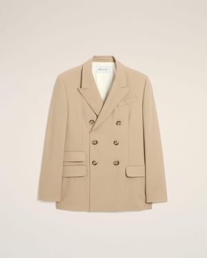 Ami Paris New Wool Double Breasted Straight Jacket - Natural