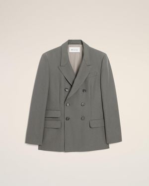 Ami Paris New Wool Double Breasted Straight Jacket - Gray