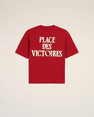 Ami Paris Printed Cotton "Place Des Victoires" T-Shirt - Red