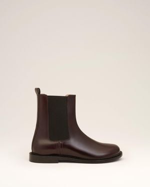 Ami Paris Burgundy Leather Anatomical Toe Chelsea Boots - Natural
