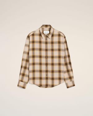 Ami Paris Boxy Checkered Shirt Ami De Coeur - Natural