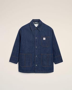 Ami Paris Cotton Heritage Label Worker Jacket - Blue