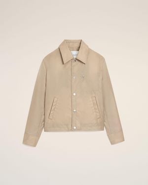 Ami Paris Nylon Ami De Coeur Stud Buttoned Jacket - Natural