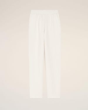 Ami Paris Blended Linen Elasticated Waist Trousers - Natural