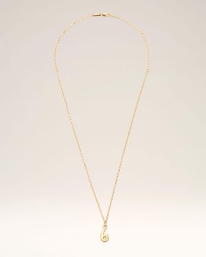 Ami Paris Brass Hammered "6" Pendant Necklace - Natural