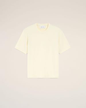 Ami Paris Cotton T-Shirt With Embossed Ami De Coeur - Natural